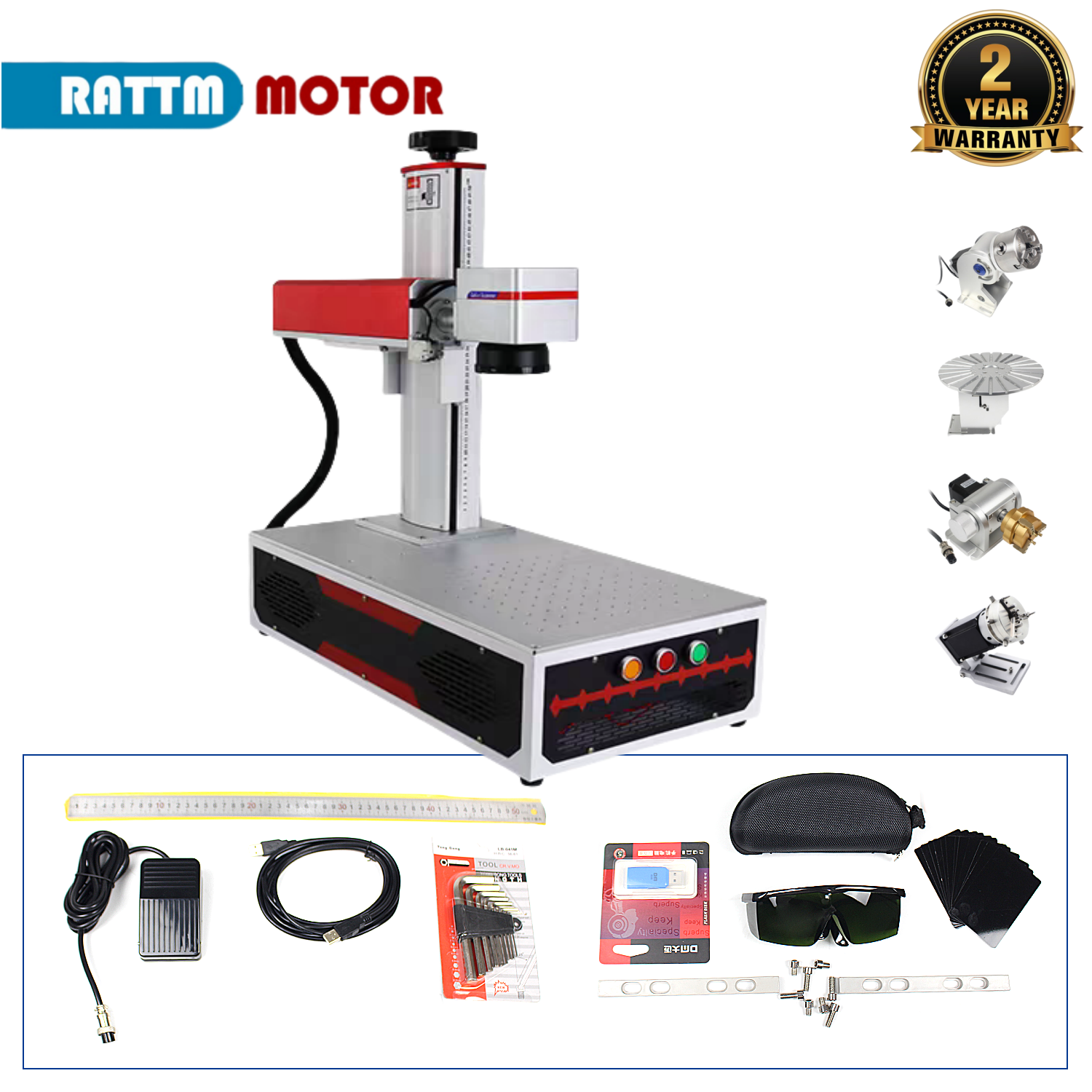 Rotary Axis Laser Engraver - Raycus JPT LP,MOPA M7 30W 60W
