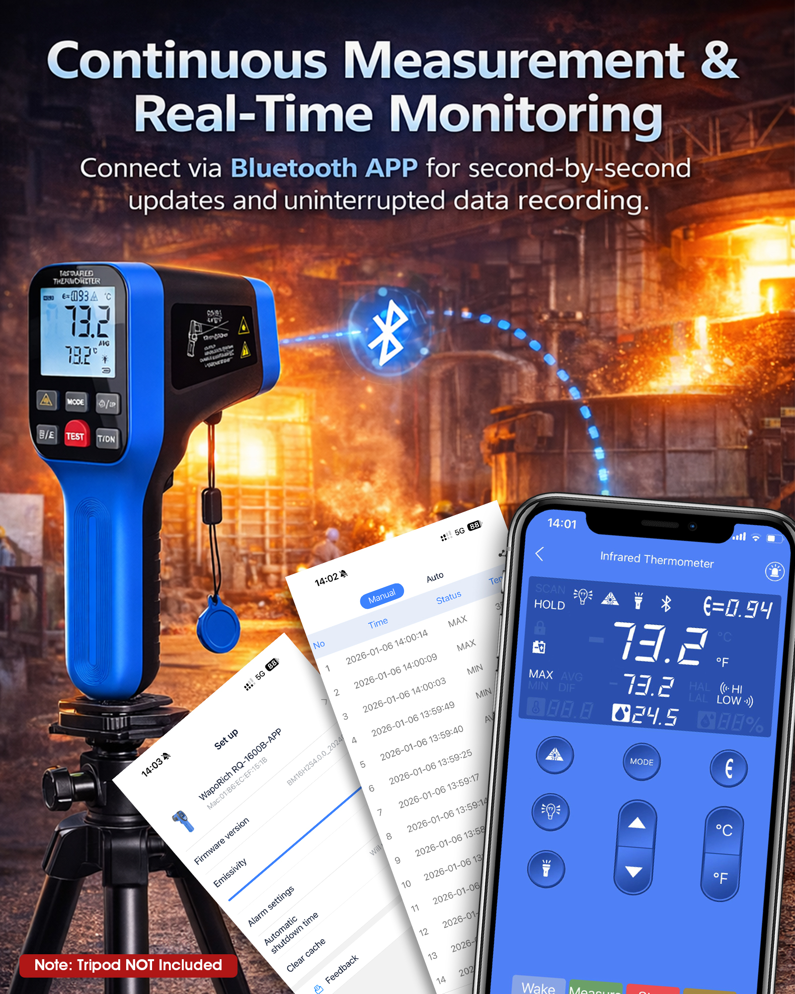 1600B-APP Infrared Thermometer – Industrial Laser Temperature Gun recenzja i cena