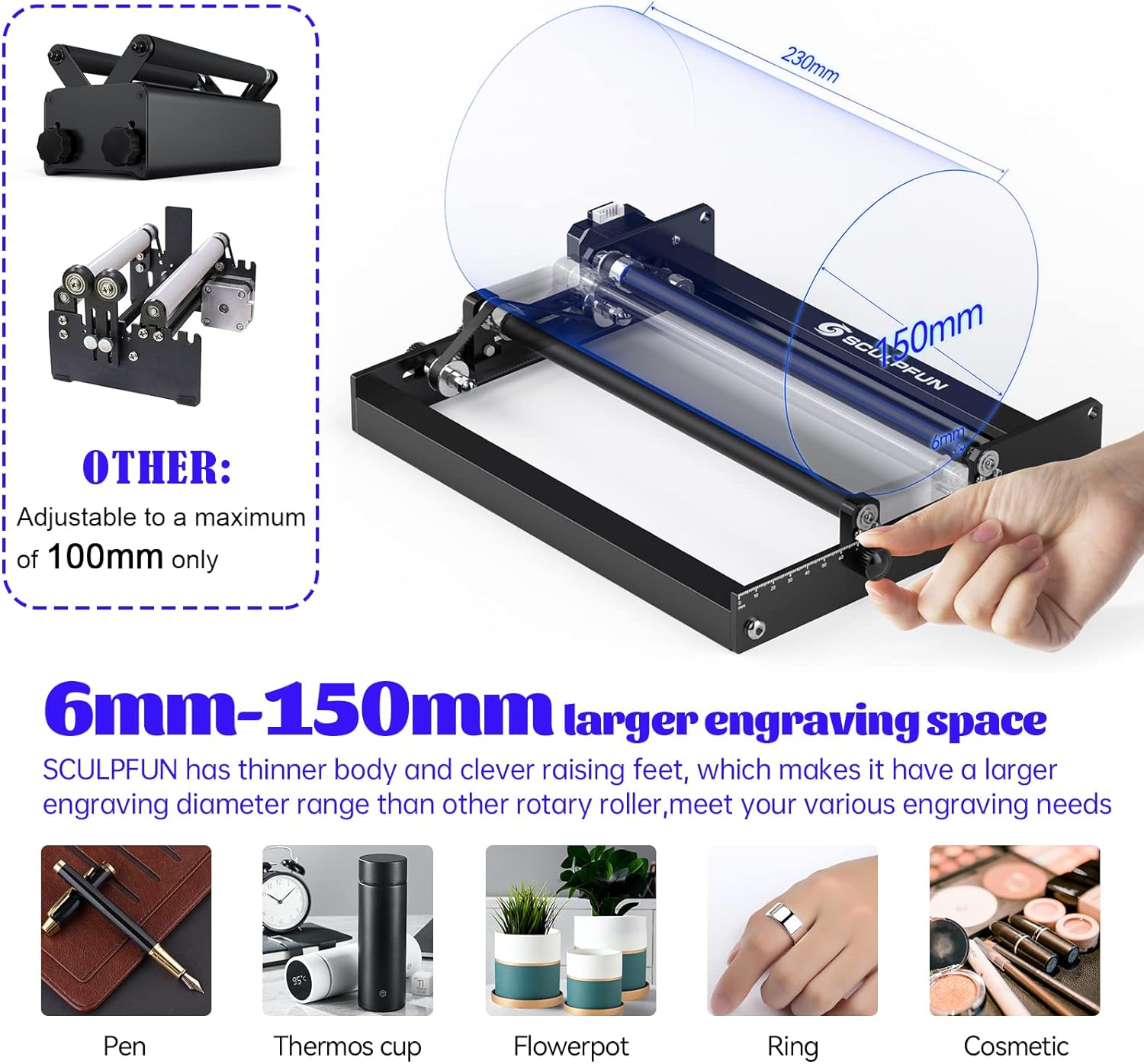 SCULPFUN Laser Rotary Roller L – Rotary Axis Laser Engraver recenzja i cena