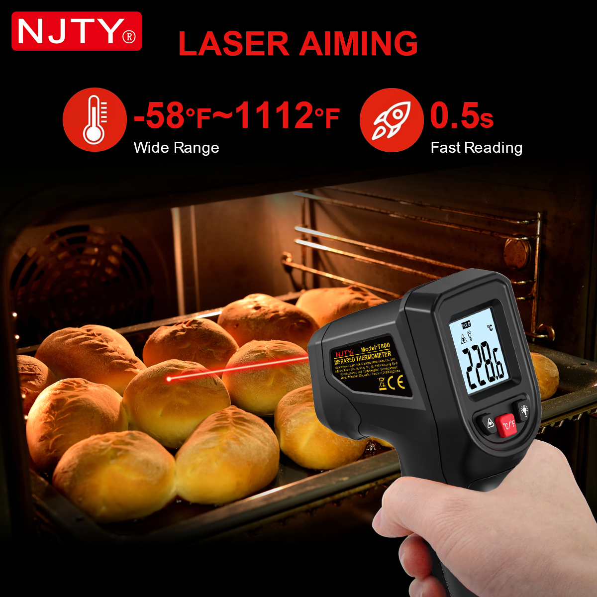 NJTY T600 Infrared Thermometer – Industrial Laser Temperature Gun recenzja i cena