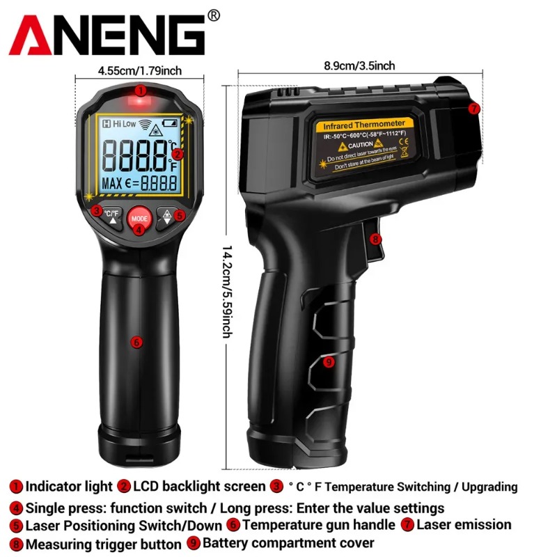 ANENG TH202 Non-contact Infrar – Industrial Laser Temperature Gun recenzja i cena